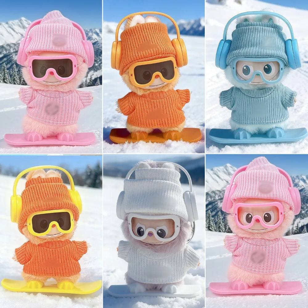 

For Labubu V4 Accessories Ski board set Earphone goggles For 10.5cm Labubu 4.0 Doll Clothes Outfit Accessories For Ropa Labubu