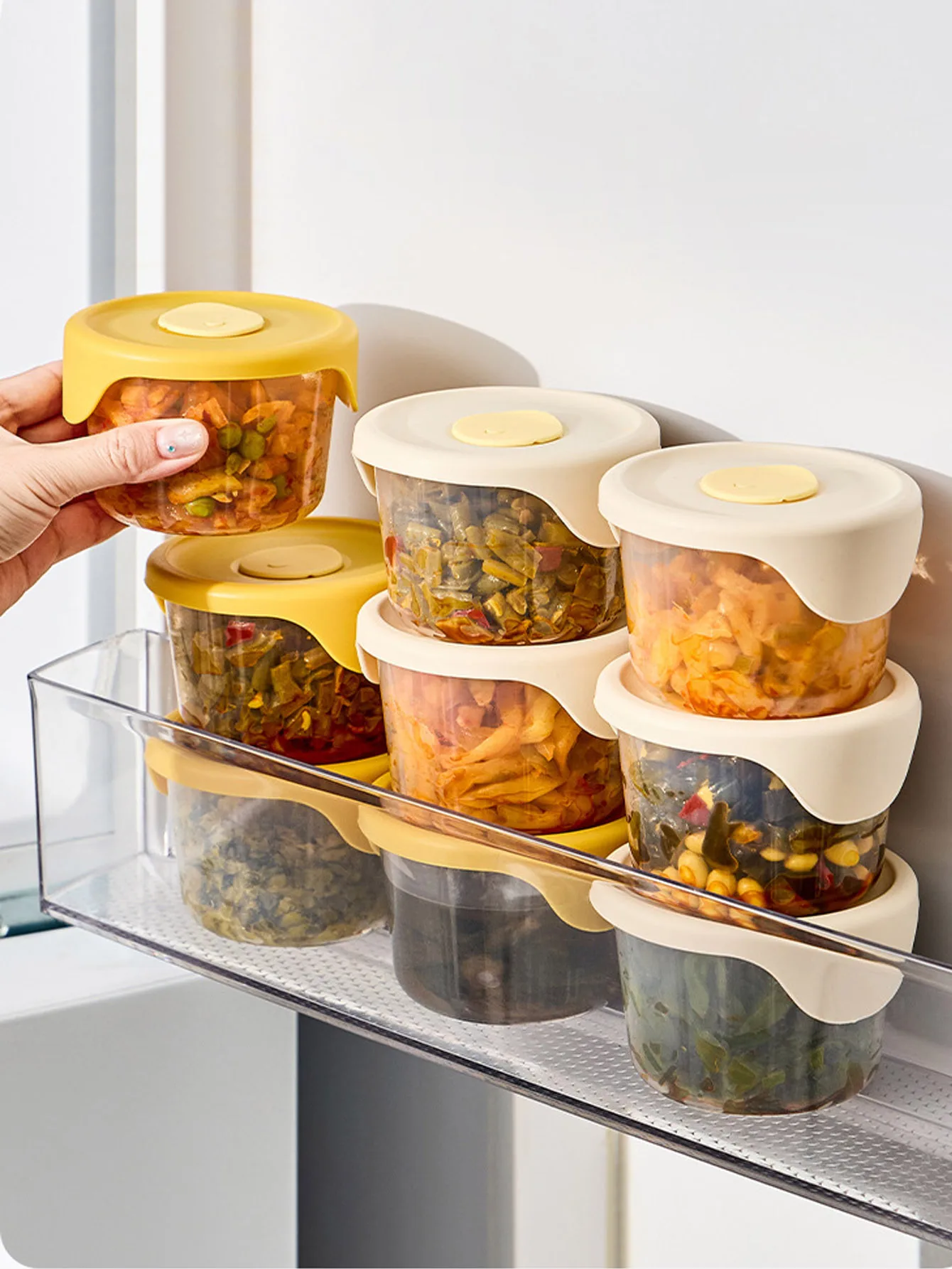 2PC Microwave Safe Food Storage Container Mini Plastic Containers Pickle Sealed Jar Refrigerator Fruit Vegetable Storage Jar