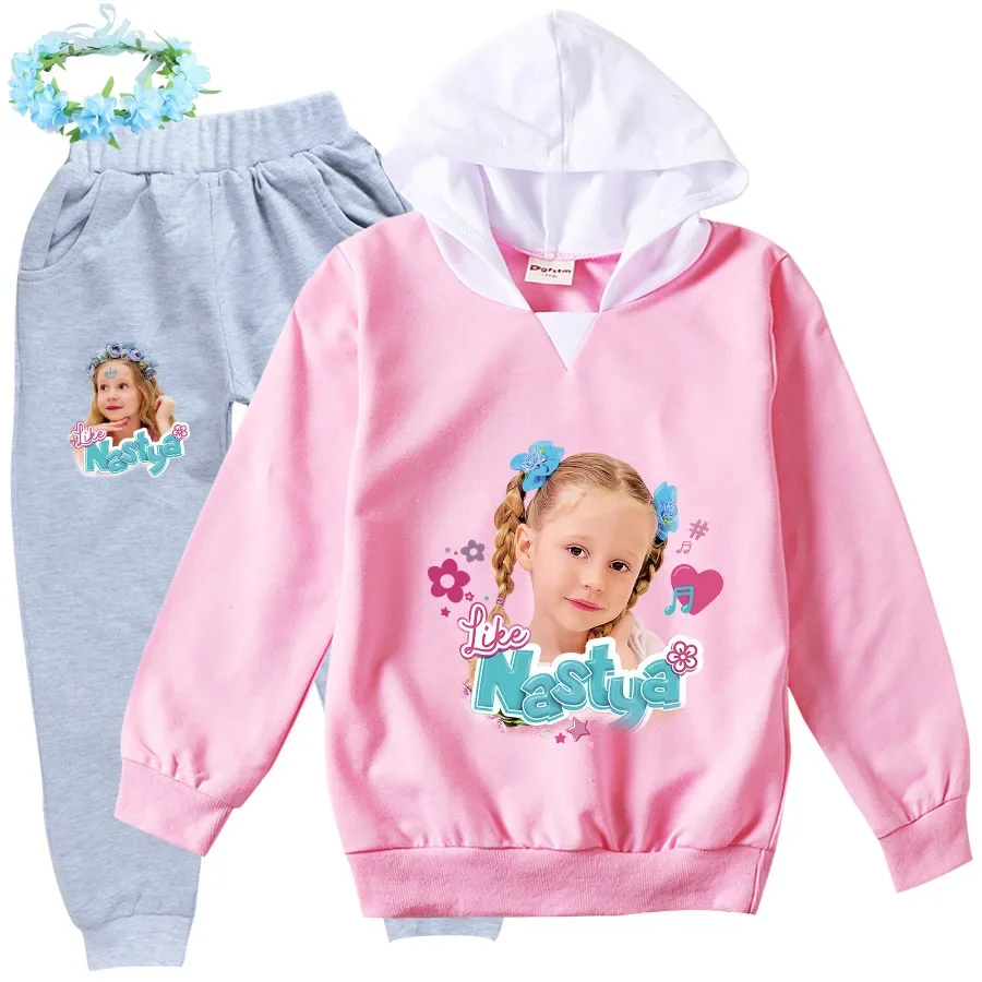 Kawaii Like Nastya Clothes Kids Cartoon Hoodies & Sweatshirt Pants 2pcs Set Toddler Girls Outfits Boys Sportsuit Children's Sets