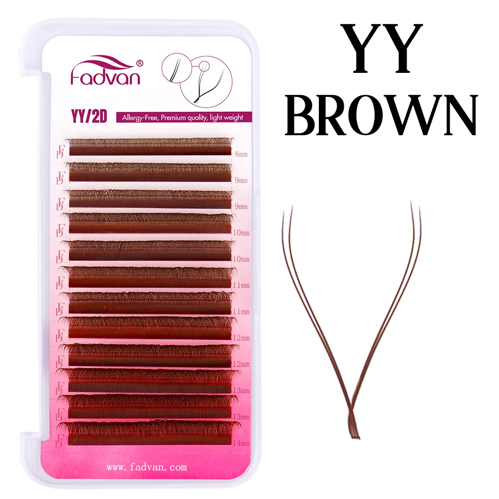 Fadvan Color YY cils YY forme Extension de cils rouge rose bleu violet vert doux naturel