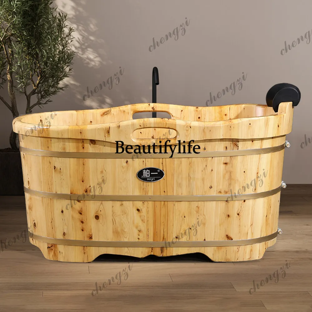 Bath Wooden Bucket Bath Solid Wood Cedar Wood Household Wooden Bucket Soak Adult Full Body Bath Bucket