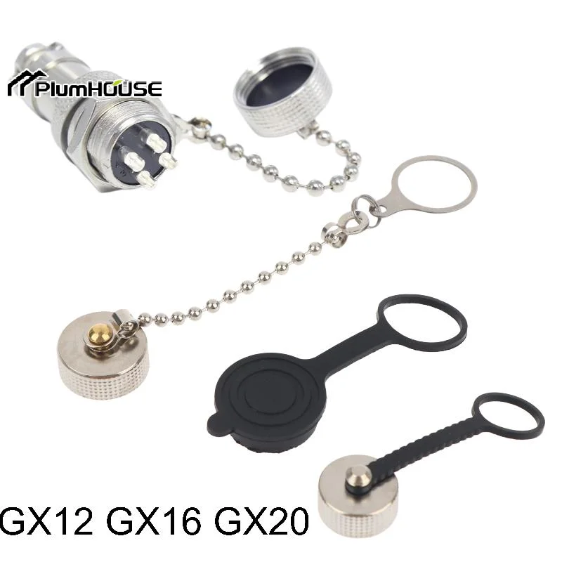 2/4/10Pcs Welding Cable Connector Rubber Metal Protective Cover GX12 GX16 GX20 Aviation Circular Plug Socket Waterproof Dust Ca