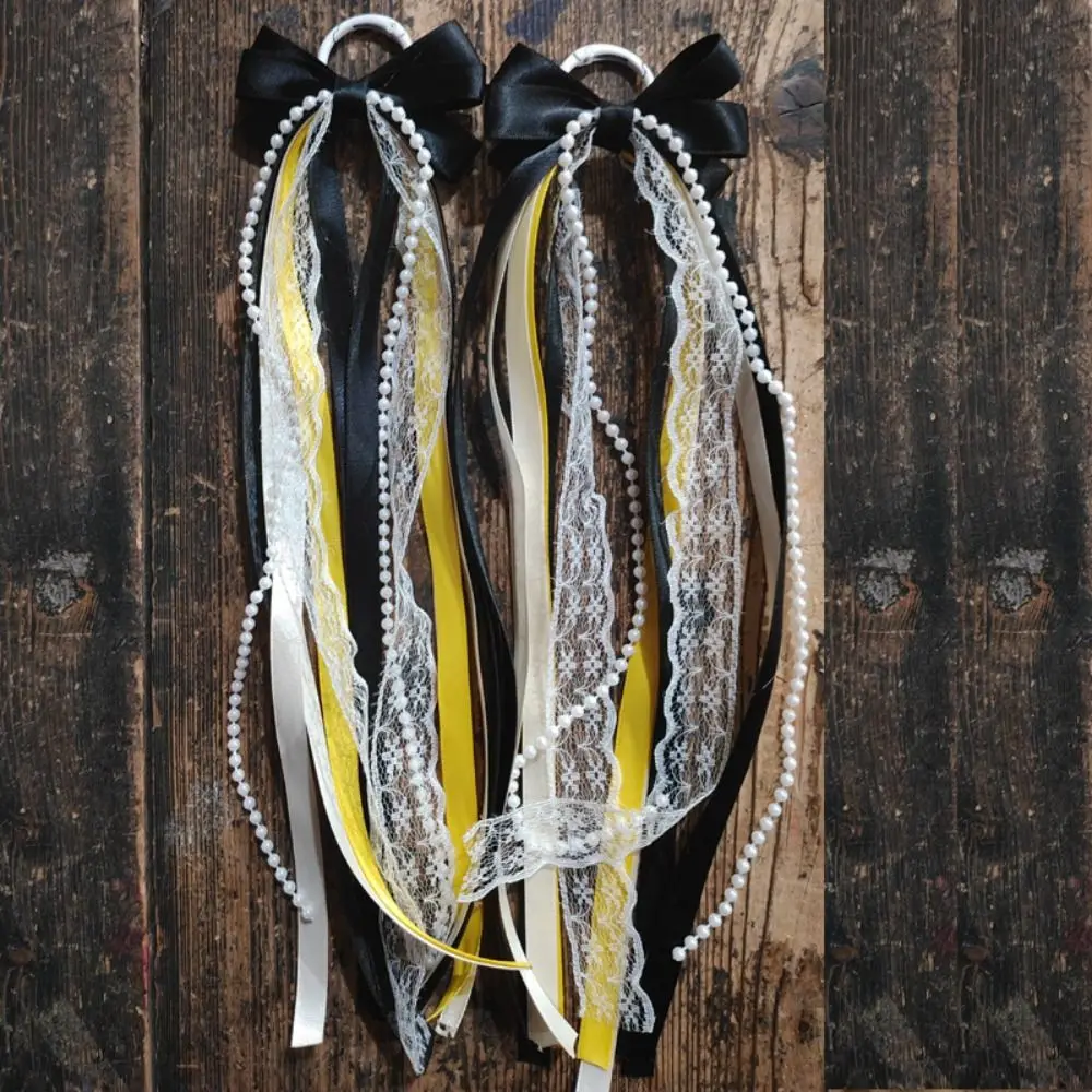 1Pair 2 Pcs Boot Bows Long Tassel Design Ribbon Boot Charms Lacey Plaid Ribbon Removable Decor Boot Decorative Bows