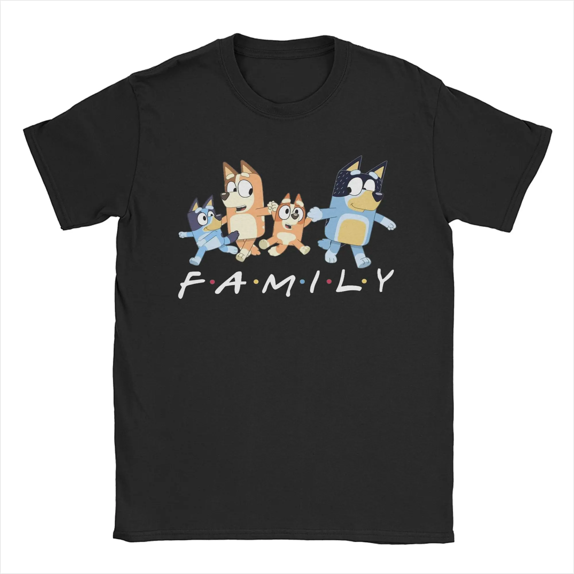 Funny Family Dog Cartoon B-Blueys T Shirts for Men Cotton Humorous T-Shirts O Neck  Tees Short Sleeve Clothing 4XL 5XL