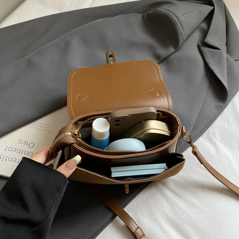 Branded Mini Square Flap Cross Body Bags For Women 2025 Latest Luxury Designer Purses And Handbags PU Suede Shoulder Saddle Bag