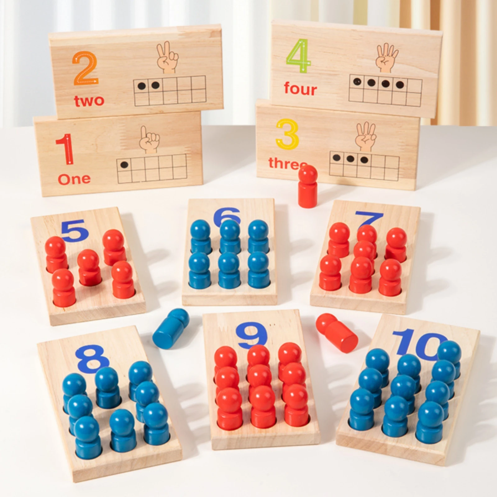 10 Pieces Ten-Frame Counting Board with Pegs Color-Coded Early Learning Number Board Ten Frame Math Game Hands-On