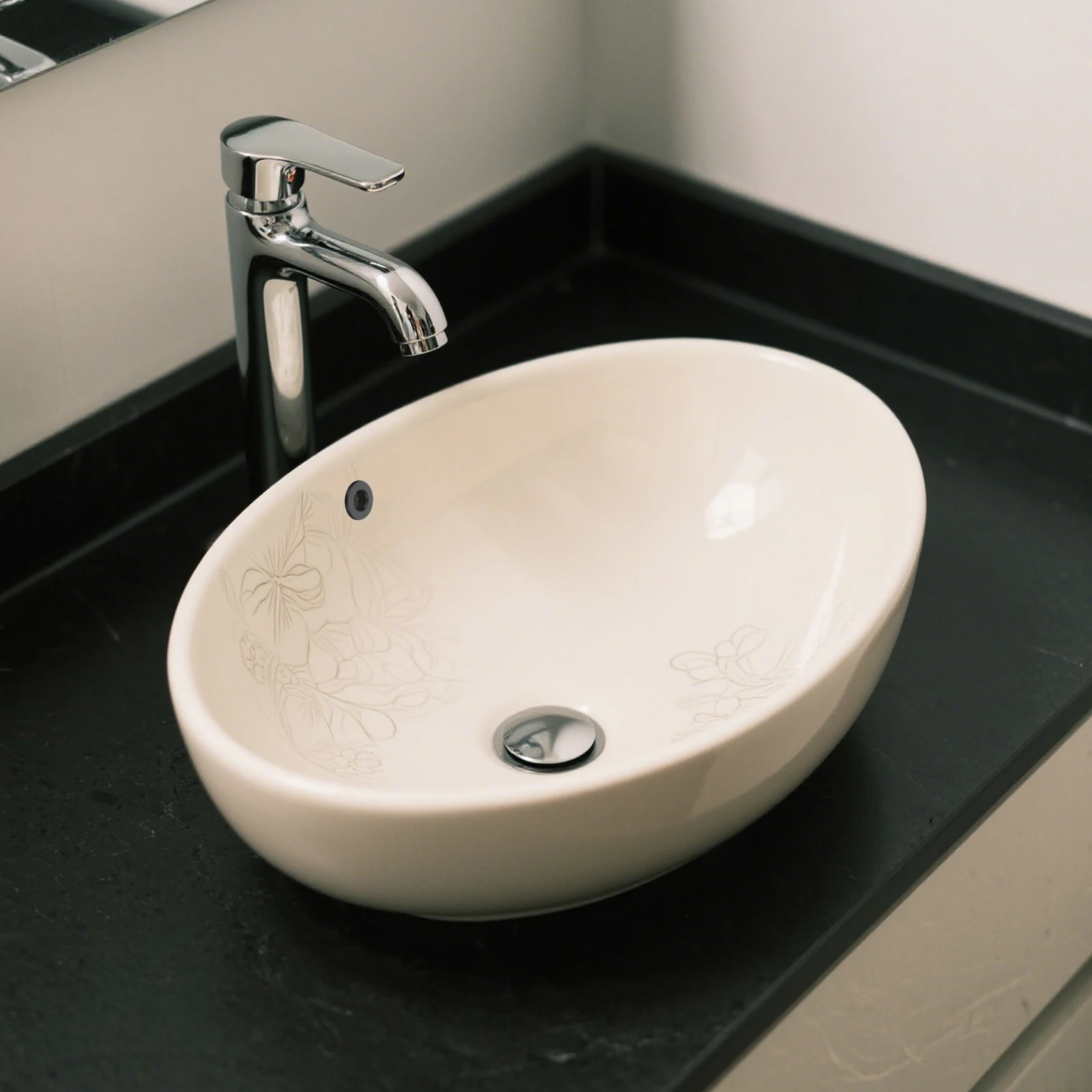 

Bathroom Overflow Hole Cover Elegant Design Durable Material Easy Install Universal Fit Clog Prevention For Wash Basin Drain