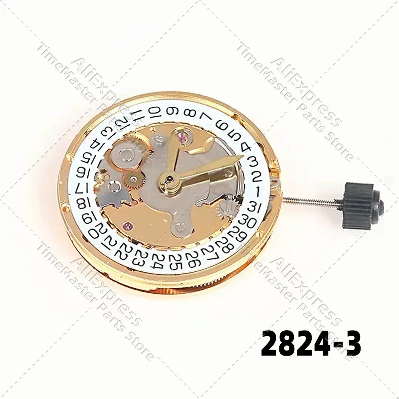 Piezas de reloj Original Shanghai 2824 movimiento 3 en punto movimiento mecánico automático plata oro nuevo movimiento