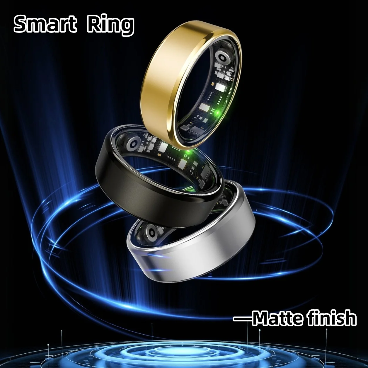 Smart Ring - جهاز تتبع الرياضة والنوم. يمكنه مراقبة الخطوات والمسافة والسعرات الحرارية، ويقدم أوضاع رياضية متعددة. مع تصميم عصري، إنه متوافق مع أجهزة iPhone وAndroid. #1
