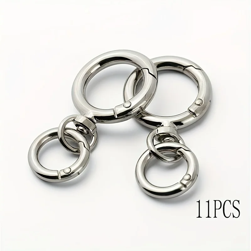 Double-opening key ring，DIYKeychain clip，Round spring hook for key cordsDIYHandicrafts，Zinc alloy rotating keychain clip suita