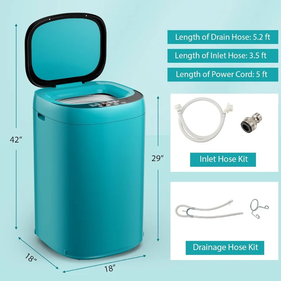 Компактная портативная стиральная машина емкостью 7,7 фунта и комбинированный спиннер для стиральной машины «все в одном» с сливным насосом 0,78 куб. фута для стирки