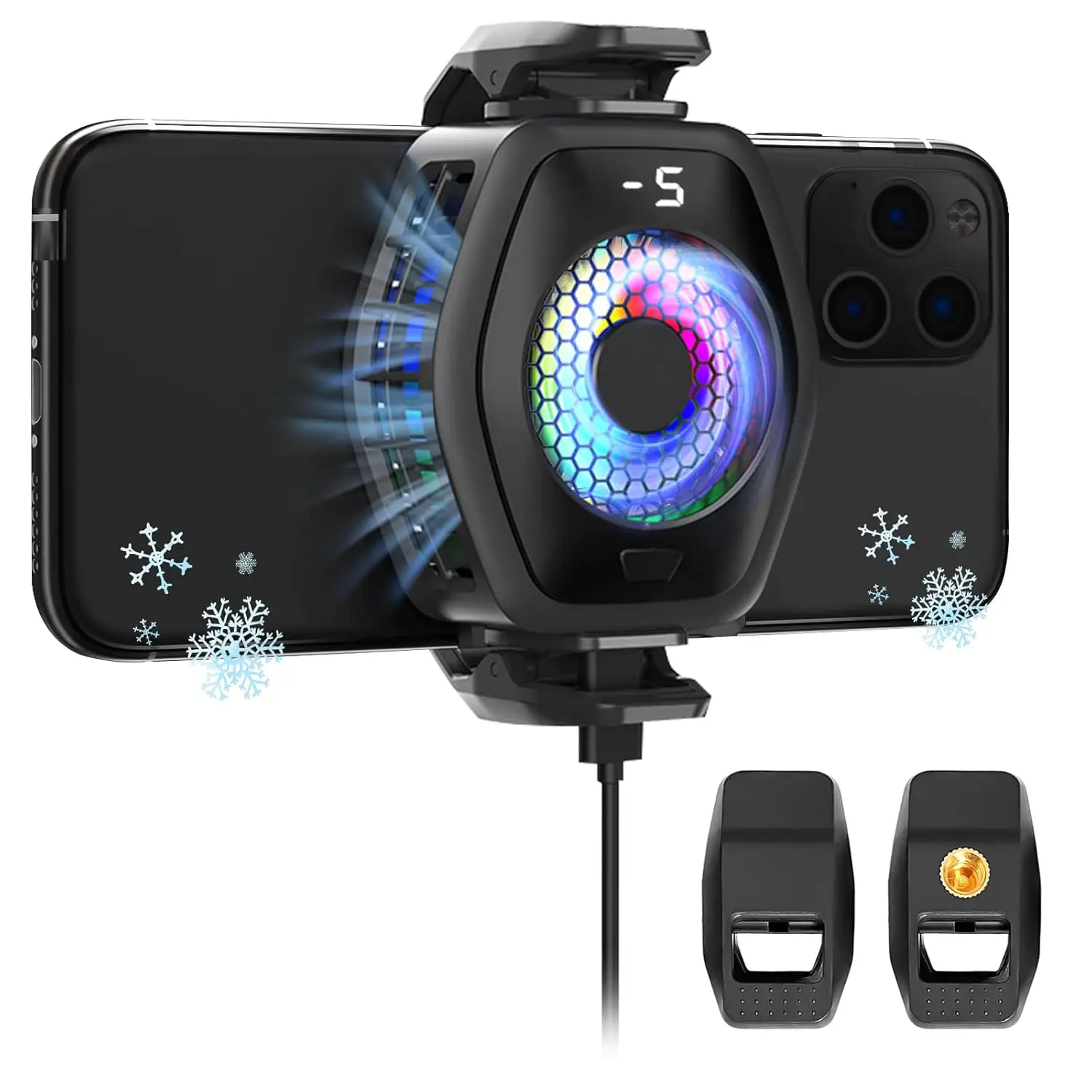 2-in-1 Magnetic & Clip-On Phone Cooler with Semiconductor Cooling for Gaming, Video Calls, and Vlogging on iPhone/Android/iPad