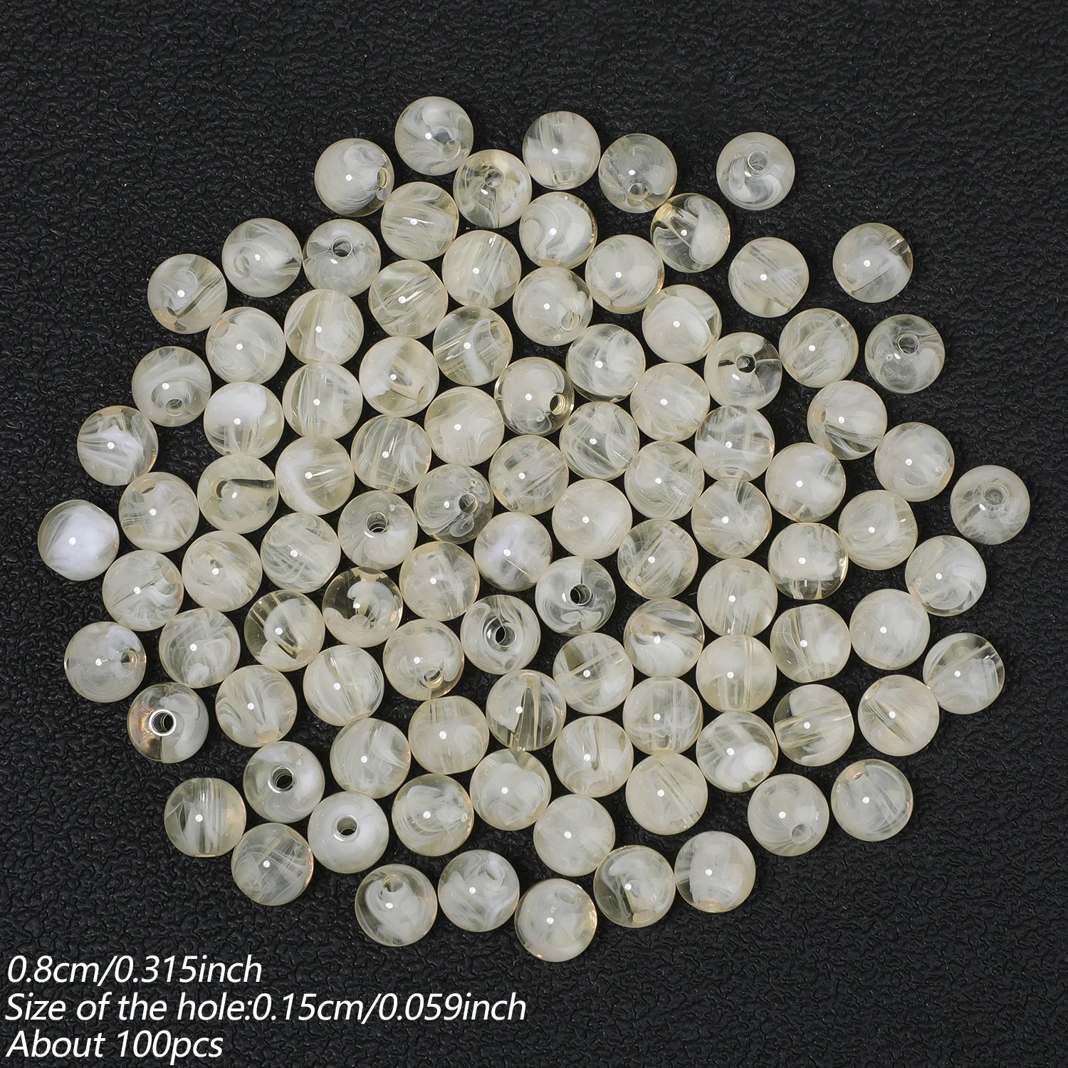 100 Stück 8mm Runde Acrylperlen Mehrfarbige Lose Abstandsperlen für DIY Ohrringe, Armbänder, Halsketten und Schmuckherstellung Zubehör – Detail 8