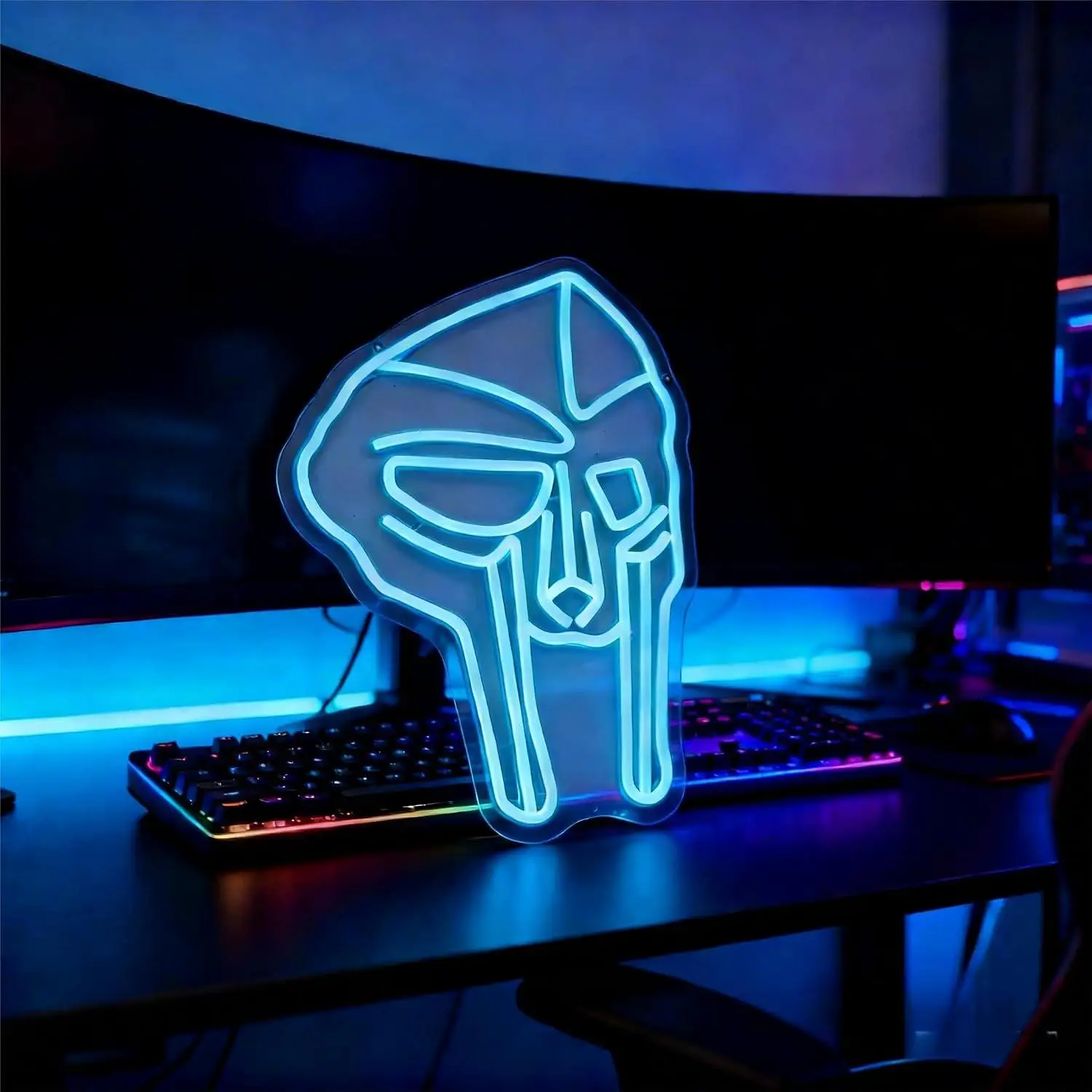 MF DOOM Mask Neon Sign USB Dimmable LED Light For Hip Hop Music Room Man Cave Rap Studio Wall Decor Atmosphere Lighting Gifts