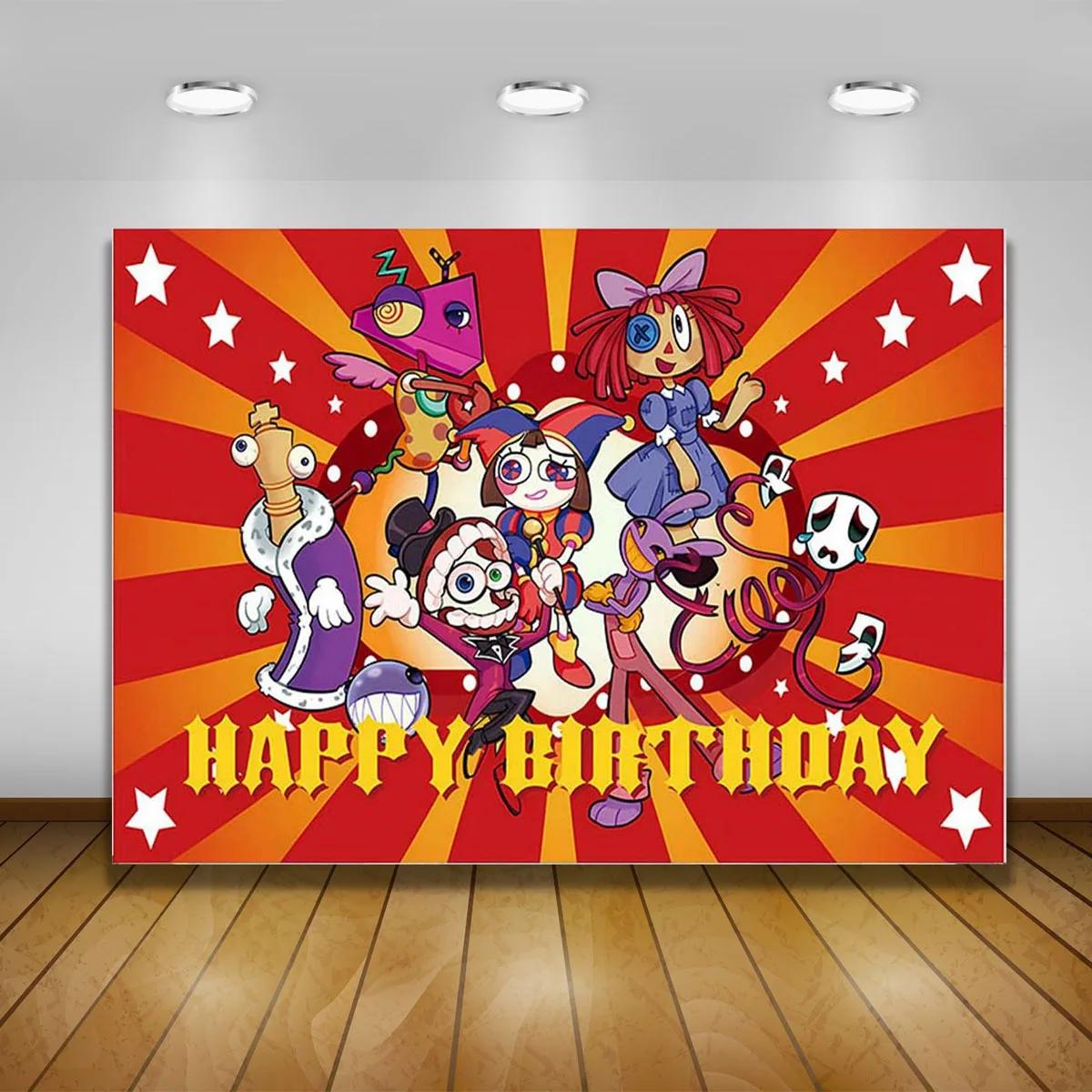 Amazing D-igital Circuses troup  Backdrop Kids Happy Birthday Party Photo Cartoon Red Photography Backgrounds Baby Shower Banner