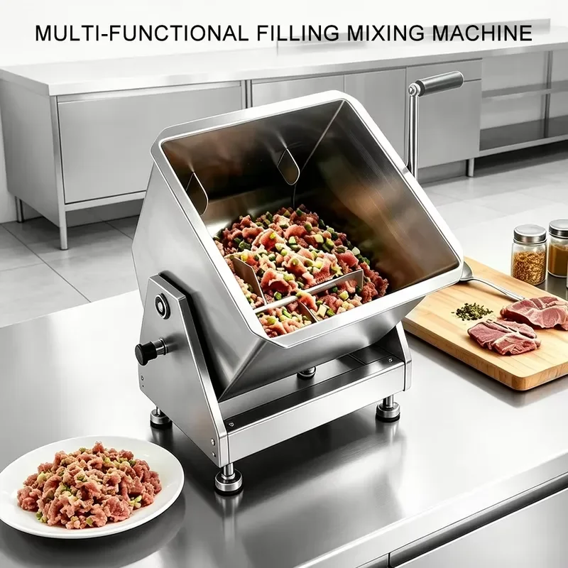 Stainless Steel Manual Meat Mixer Durable Hand Crank Sausage Stuffing Tool for Ground Beef Processing Kitchen Restaurant Use