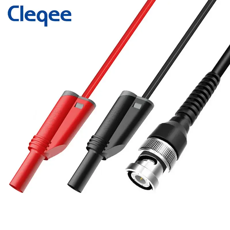 Cleqee P1010 BNC to Dual 4mm Stackable Banana Plug Test Lead Safe Probe Oscilloscope Cable 120CM 500V 5A