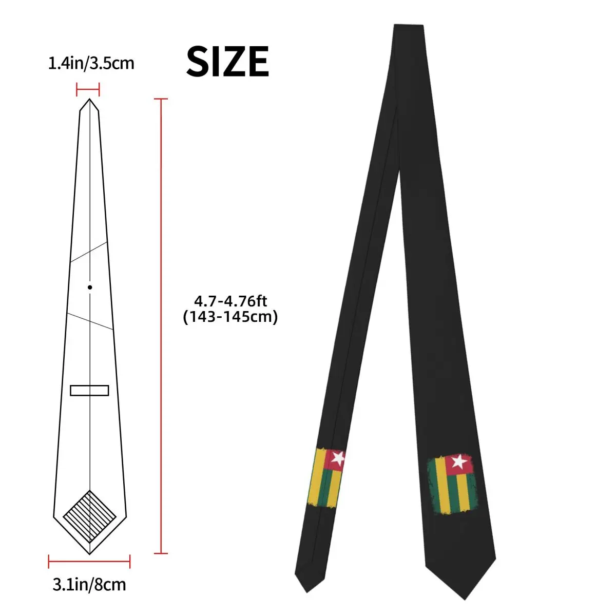 Флаг Того, потертый галстук для мужчин, шелковый полиэстер, тонкие галстуки, вечерние деловые галстуки, классический галстук Gravatas