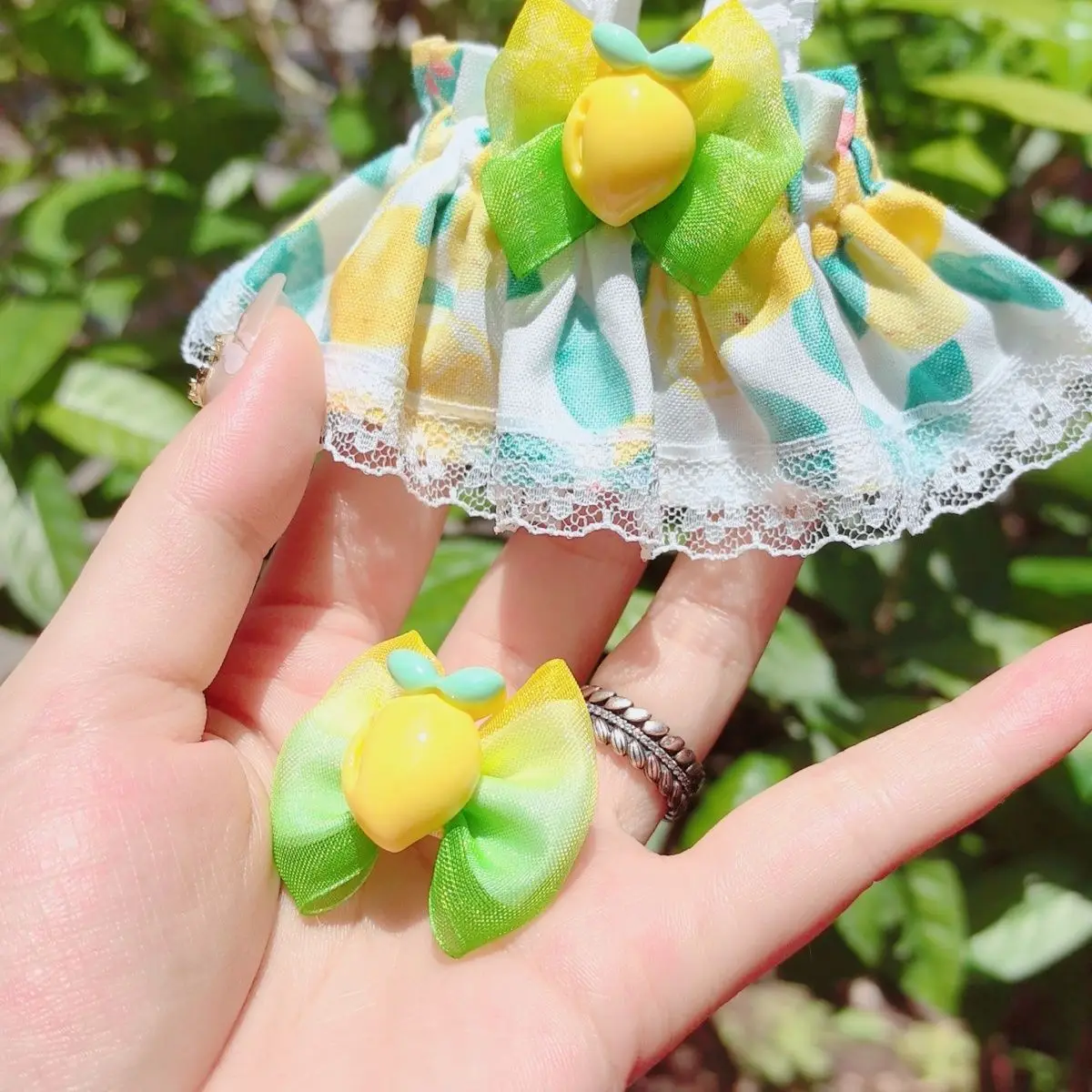 15cm Labubu Idol Dolls Clothes Cute Lemon Princess Dress Accessories Korea Kpop Exo Clothing Summer Skirt Plush Doll'S Clothes