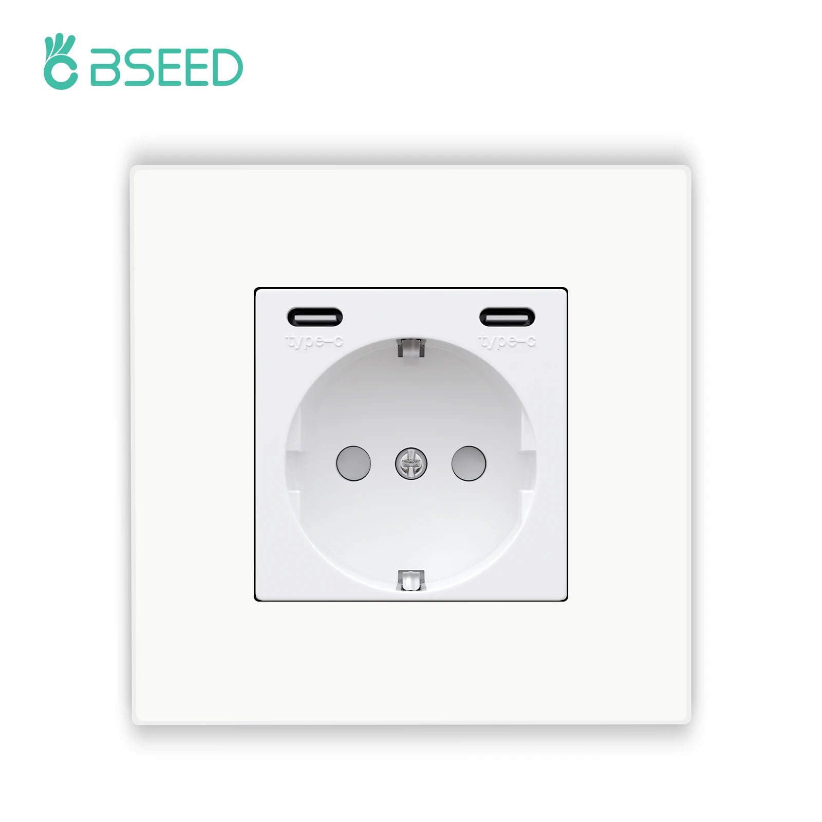 BSEED M1-Serie EU-Wandsteckdose, USB-Typ-C-Anschlusssteckdosen, doppelte Kunststoffrahmen-Steckdosen, dreifache Netzstecker, Kinderschutz, 16 A