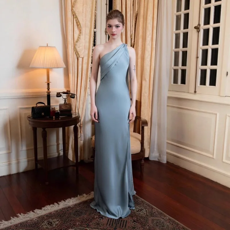 Vestido maxi de cetim elegante para mulheres, sem costas, com cadarço, slim fit, sexy, festa, noite, vestidos longos