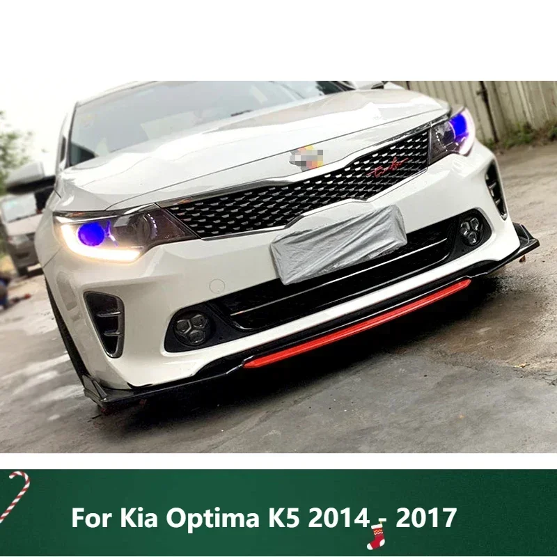 

New！ Front Bumper Spoiler Protector Plate Lip Body Kit For Kia Optima K5 2014 - 2017 Carbon Surface Chin Shovel Contrast Color D