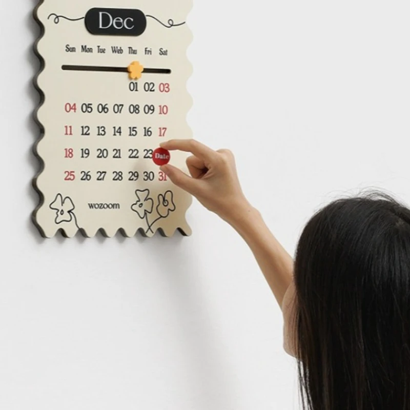 Creative Acrylic Perpetual Calendar Vintage Wall & Desktop Decor with Magnetic Manual Adjustment Modern Home Ornament