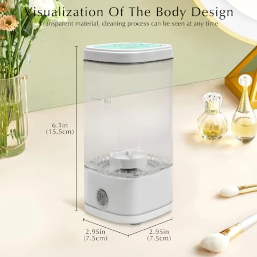 Limpiador de brochas de maquillaje eléctrico con limpieza profunda de 8000 RPM, máquina de limpieza de brochas de maquillaje automática Compatible con todo el cuerpo Visual