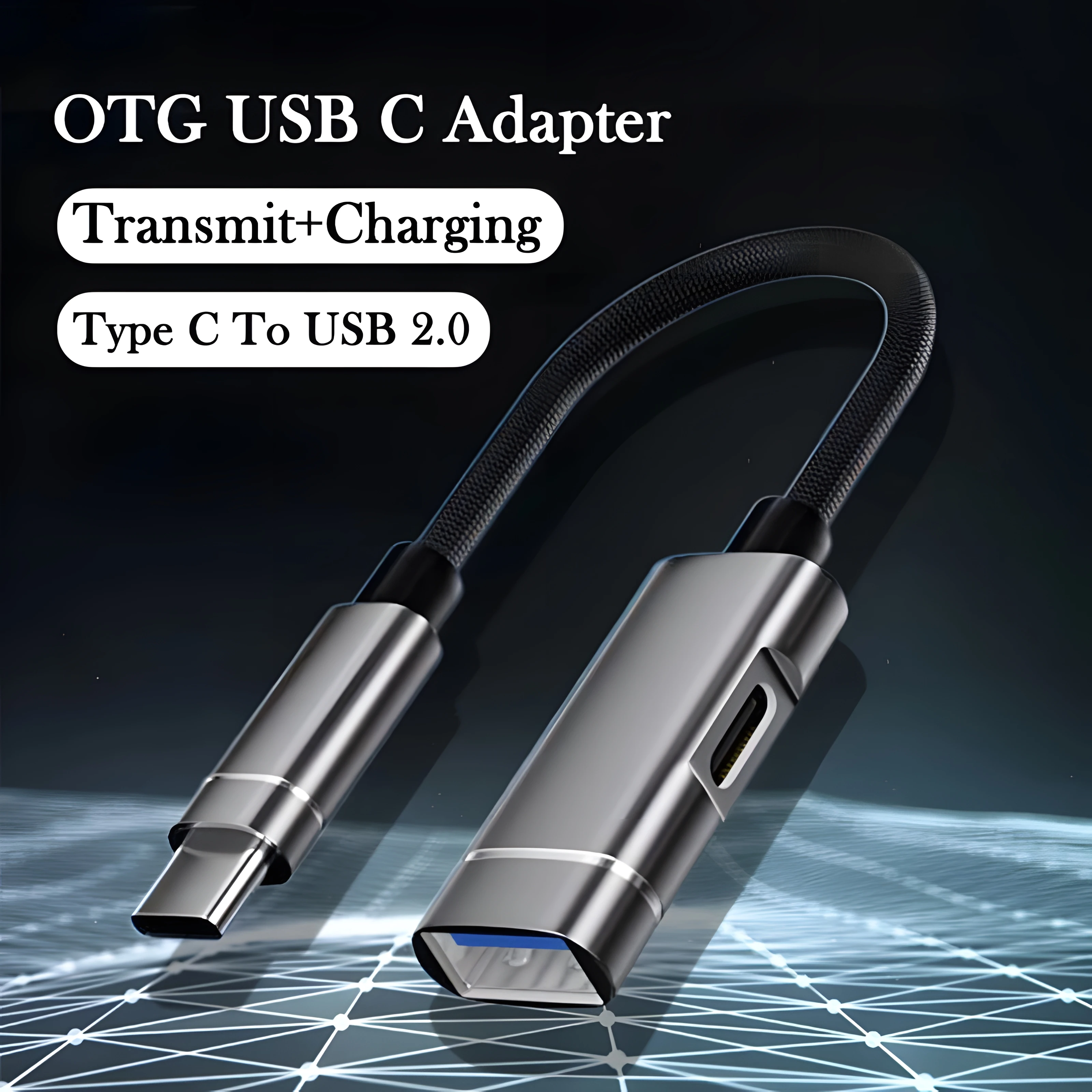 OTG 2-in-1 USB Type C To USB 2.0 Data Transfer Converter For iPhone Samsung Macbook PD 10W Charger Phone Multifunctional Adapter