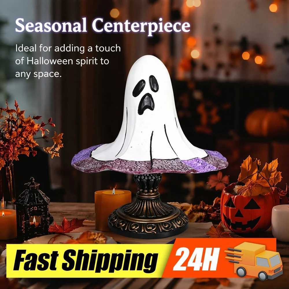 Gothic Witch Hat Lamp Resin Stained Glass Pumpkin Lamp USB Powered Skull & Ghost Stained Glass Table Lamps Halloween Decorations