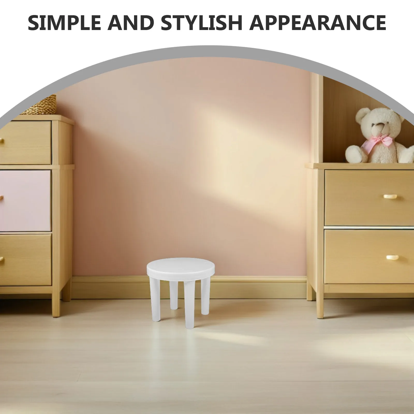 1Pcs Plastic Low Stool Small White Round Anti-Slip Bathroom Kids Step Stool Portable Strong Kids Chair Plastic Low Chair view 3