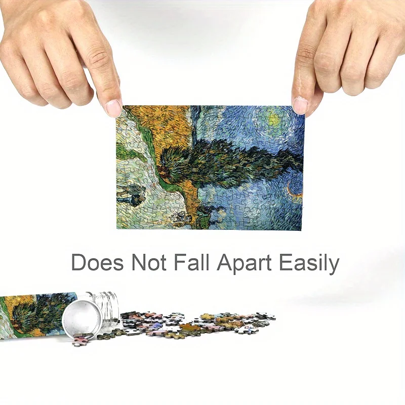 Mini Test Tube Puzzle para Decoração de Casa, Estrada com Cipreste e Estrela, Van Gogh, Pintura Famosa, Jogo Educativo, Presente Festival, 150PCs
