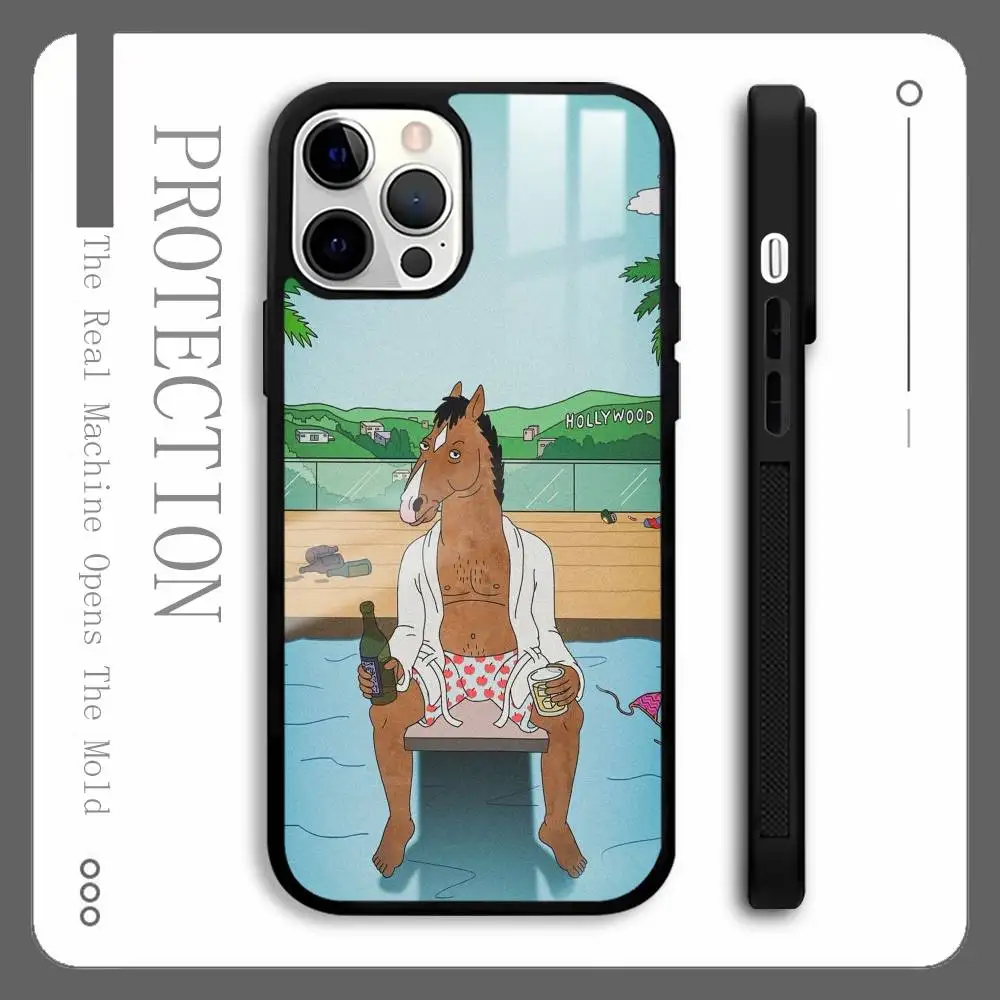 Cartoon B-BoJack H-Reiter Telefon Fall Für IPhone 16 15 14 13 12 11 Pro Max Plus Mini magnetische Magsafe Drahtlose Lade Abdeckung