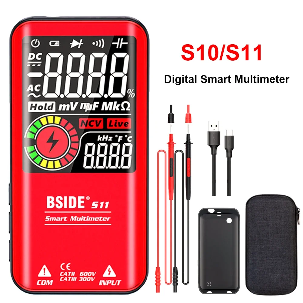 BSIDE S10 / S11 Digital Smart Multimeter Color LCD Display 9999 Digital DC AC Voltage Capacitor Ohm Diode NCV Hz Tester DMM