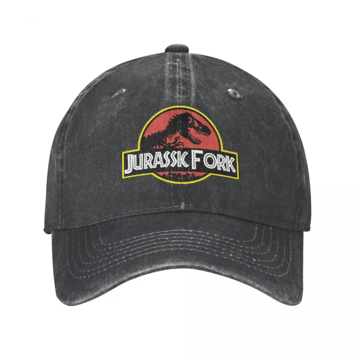 

Jurassic Fork Dinosaur Baseball Cap Fashion Distressed Washed Snapback Cap Unisex Style Outdoor Workouts Adjustable Hats Cap