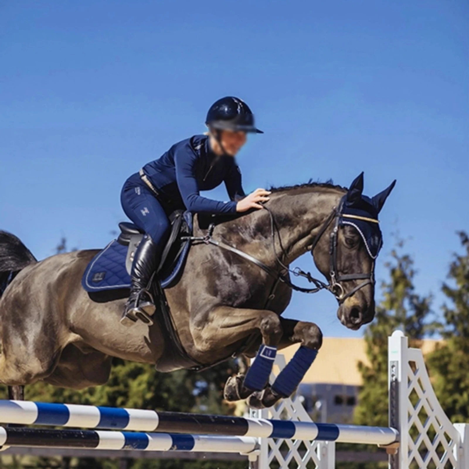 Saddle Pad with Piping Non-Slip Quilted Saddle Pad Numnah Long-Lasting Tack Impact Dampening for Equestrians, Horse Riding
