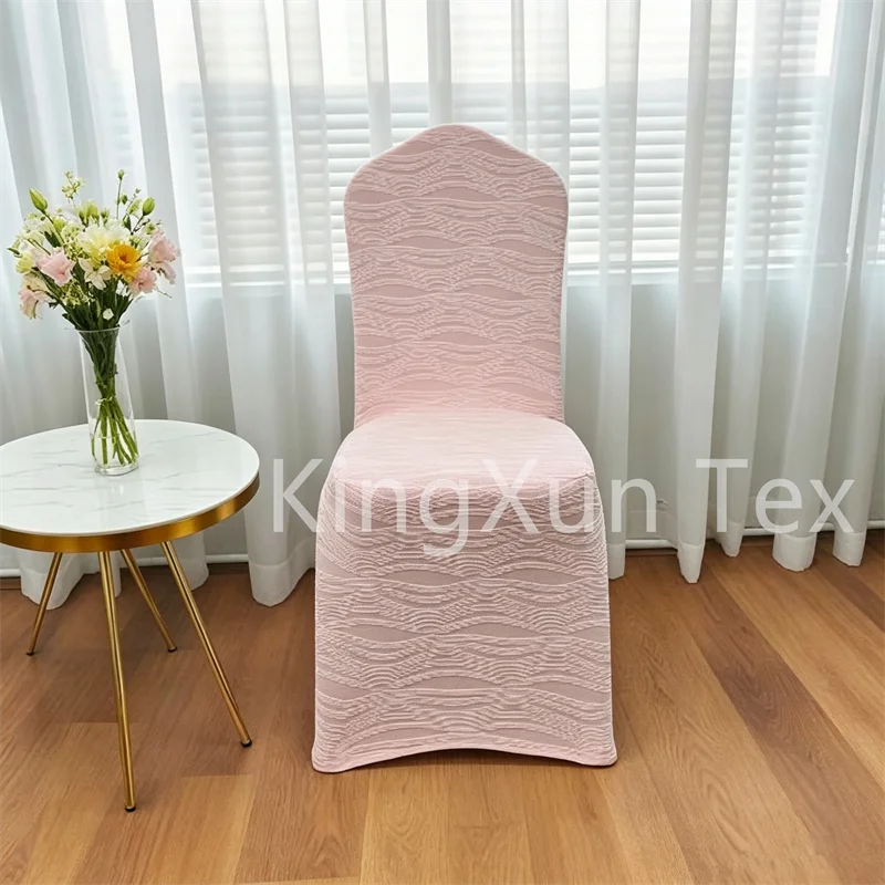 High-End Jacquard Wave Pattern Stretch Chair Cover Thick Elastic Slipcover for Hotel Wedding Events - Luxury Chair Protector