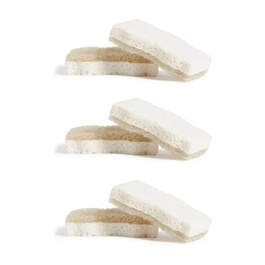 

Sponges, Natural Coconut Scrubber Kitchen Sponge, Dual-Sided, Non-Scratch, Super Absorbent Plant-Based Cellulose with Coconut H
