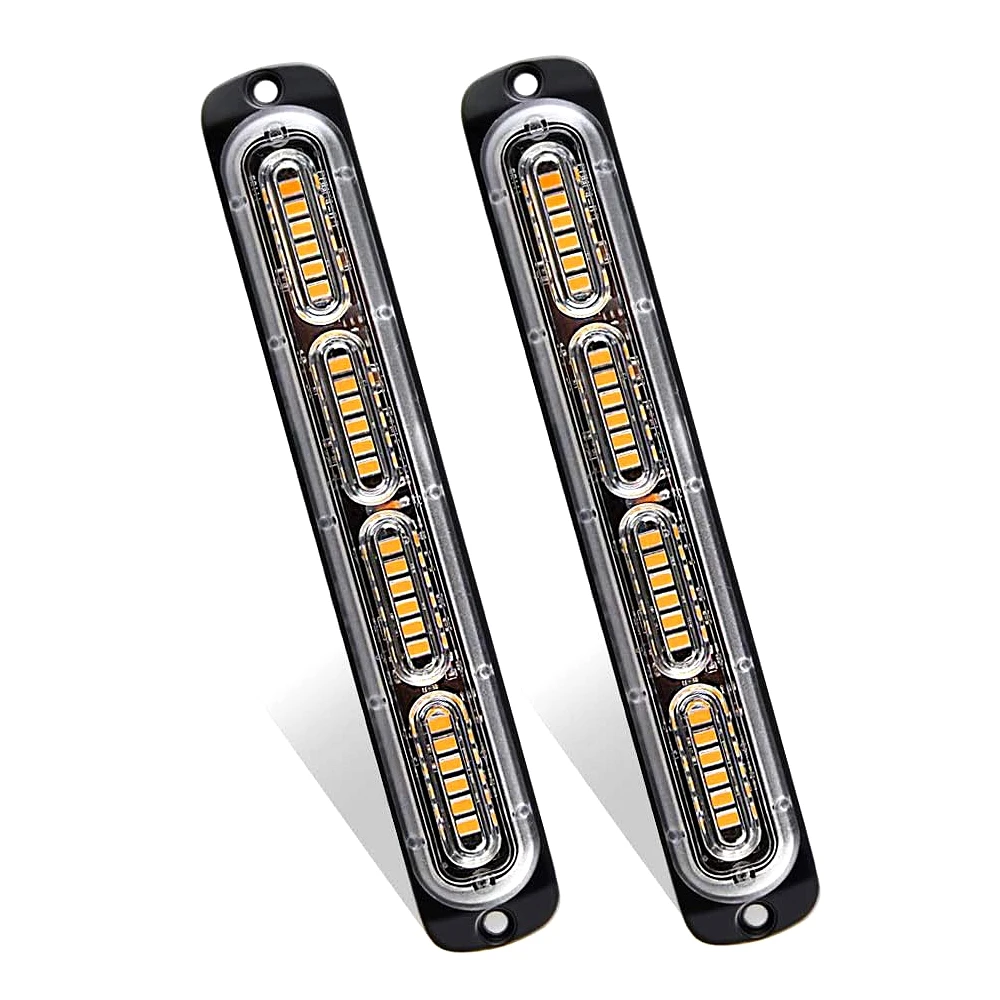 24 LED Strobe Light Bar Amber Car Grille Flash Side Light Taillight Beacon Automobile width indicator light 12V 24V