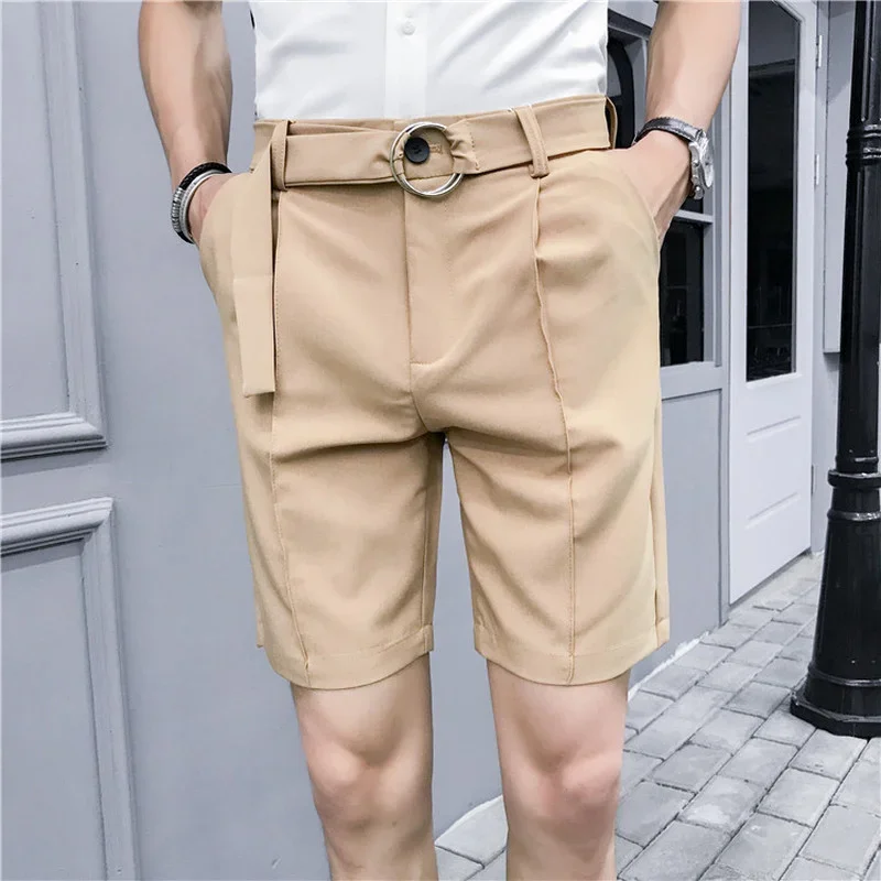 

New Summer Shorts British Men's Slim Solid Color Suit Shorts Five-point Pants Business Fashion Men's Clothing Casual Shorts