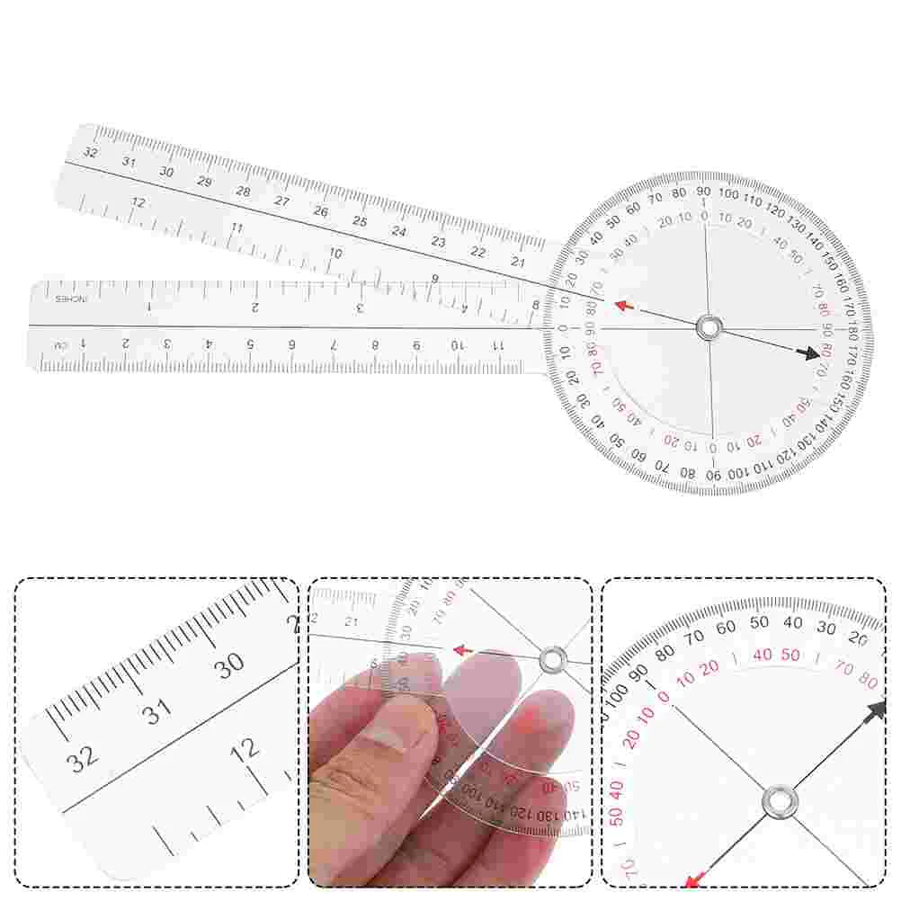 2 Pcs Angle Ruler Geometry Circle Protractor Orthopedic Goniometer Spinal Measuring Tool Clear Tape Measure Square