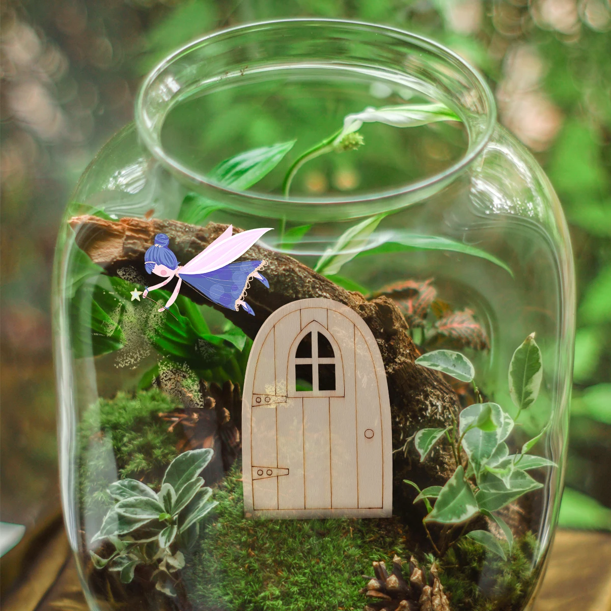 

20pcs Wooden Fairy Door Elf Garden Decoration Unpainted Miniature Model Adornment Detailed Engraving Customizing Paint