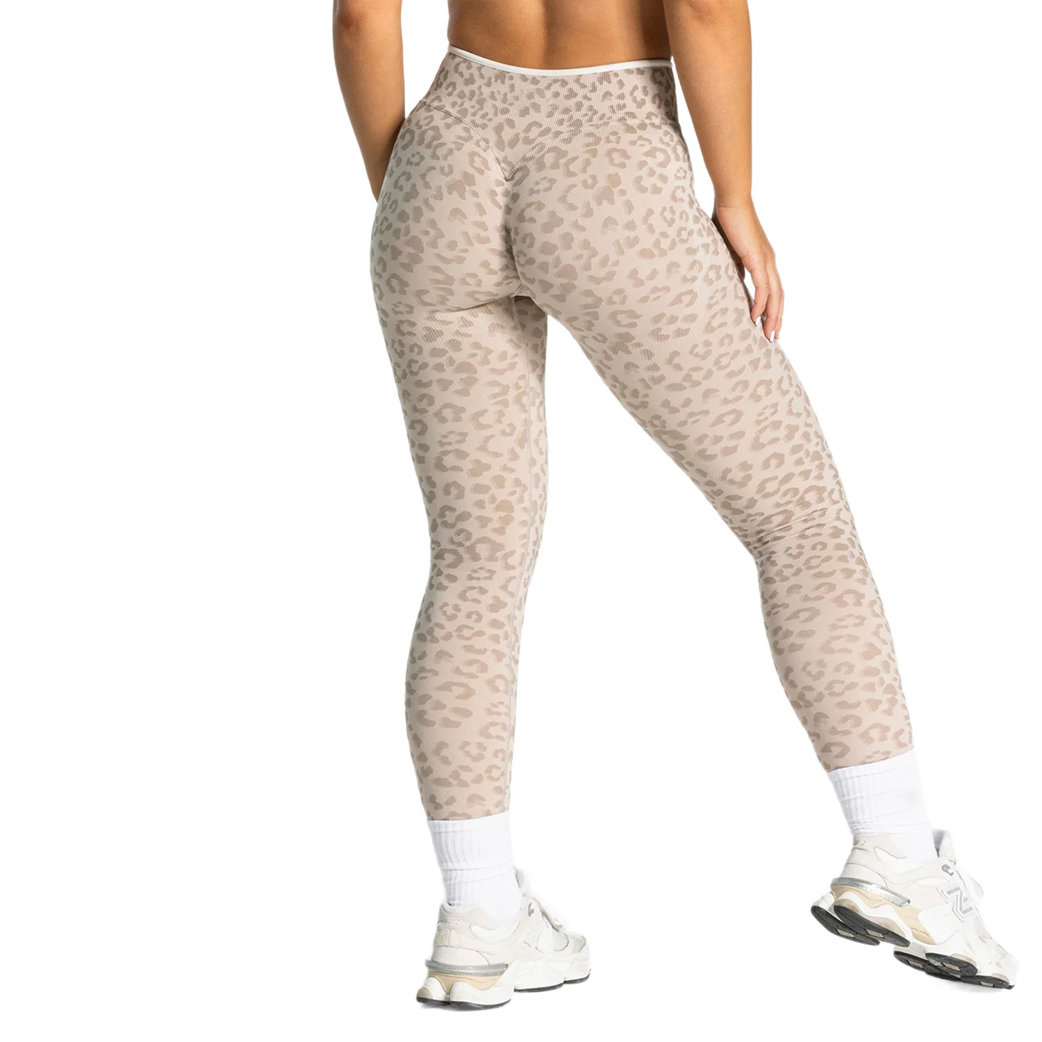 Women High Waist Leopard Print Seamless Yoga Leggings Hip‑Lift Tummy Control Fitness Running Sports Workout Pants