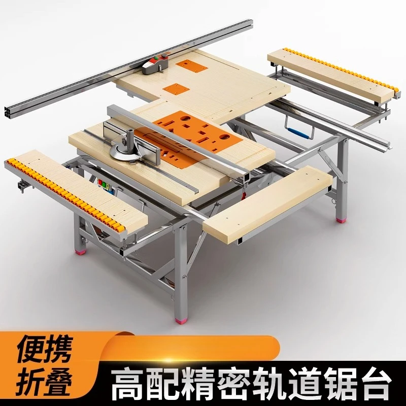 Woodworking Workbench Multifunctional Push Table Flip Saw Portable Table Saw Small Lifting Console Folding Saw Table Shelf