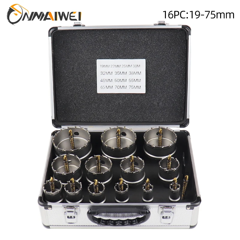 Imagem -06 - Broca de Metal com Ponta de Carboneto Hole Saw Cutter com Caixa Tct Hole Saw Bits Grupo 16 Pcs 1975 mm