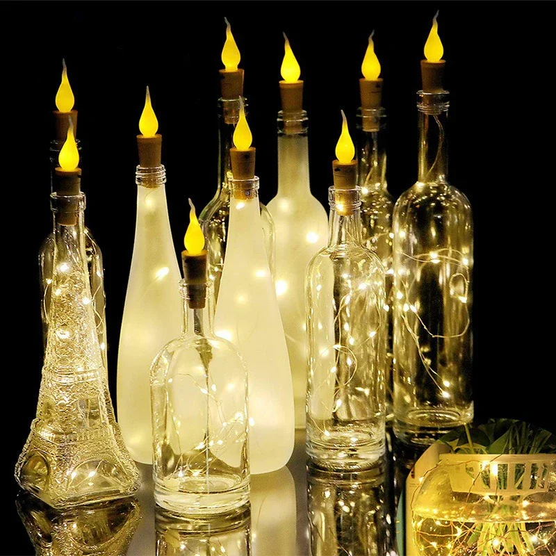 LED Solar String Garland Lights Outdoor Waterproof Copper Wire Bottle Stopper 1M Fairy Light Decor For Wedding Christmas Party