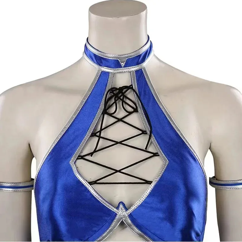 qq 123Kitana kostum cosplay mortal cos Kombat Disguise Halloween karnaval bagian setelan