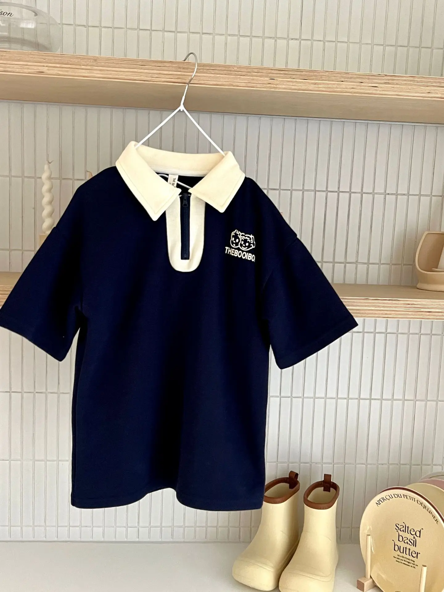 2024 Spring Brother Sister Outfits Boy Children Long Sleeves Lapel Sweatshirt Suit Loose Girl Baby Cotton Dress Kids Tracksuit