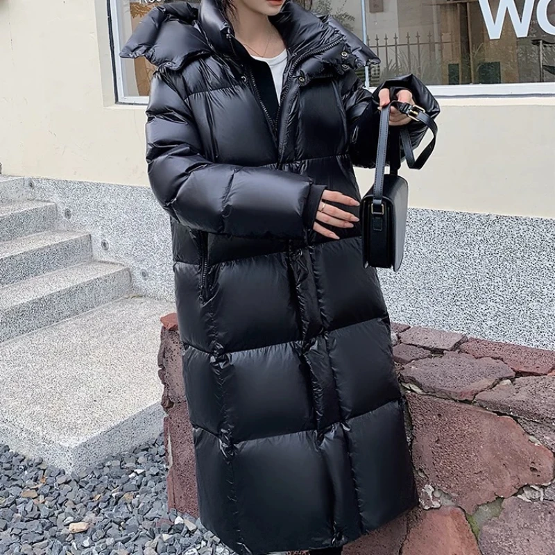 Puffer Jacket for Women, Windproof, Thickened, Loose, Warm Parka, Casual, Sporty, High-end Snow, Long Down Jackets, New, Winter