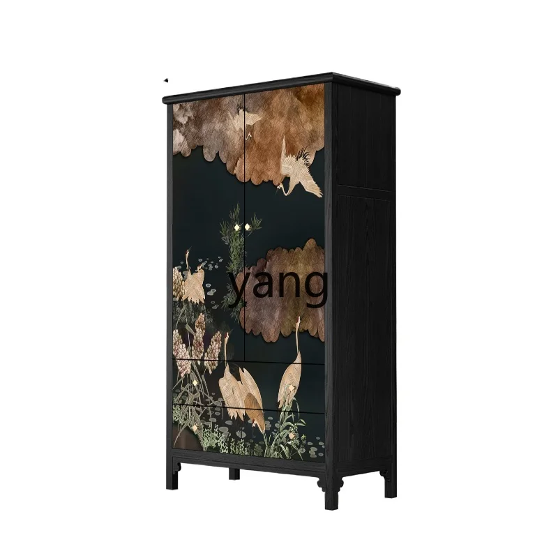 

LH Chinese solid wood storage dining side cabinet wardrobe household bedroom storage vertical cabinet